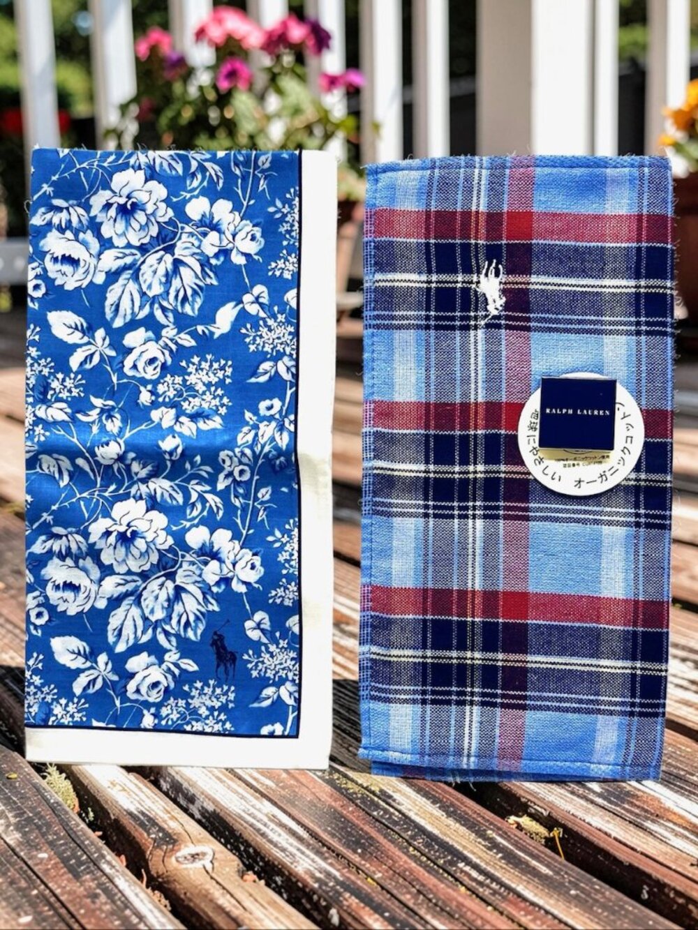 New Polo Ralp Lauren Mini Scarf 20" + Hand Towel bue floral blue black check((92